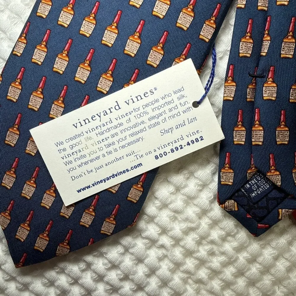 Vineyard Vines Silk Makers Mark Whiskey Novelty Ties Pair Red Blue USA NWT